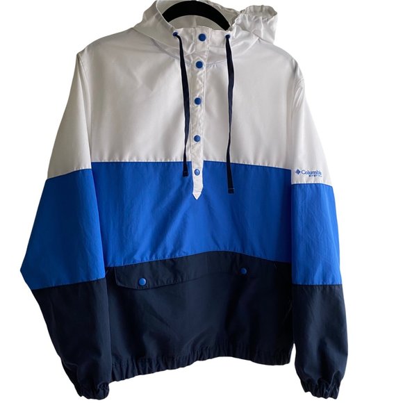 Columbia Jackets & Blazers - Columbia PFG Harborside Windbreaker Women Sz S Hooded Jacket Snap Pullover Blue